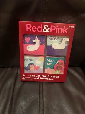 Red & Pink 14-Count Pop Up Cards (Unicorn & Mermaid)